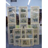 THIRTY TWO EARLY 20TH CENTURY FRAMED BOOK ILLUSTRATIONS MOUNTED IN A SET OF TEN UNIFORM FRAMES (