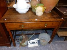 A GEORGIAN AND LATER OAK SIDE TABLE.