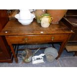 A GEORGIAN AND LATER OAK SIDE TABLE.