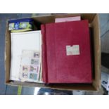 FIVE VARIOUS GB AND WORLD STAMP ALBUMS, OTHER LOOSE STAMPS ETC.