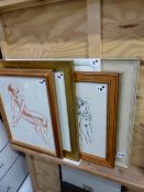 FIVE CONTEMPORARY NUDE FIGURE STUDIES BY VARIOUS HANDS