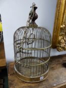 VINTAGE BRASS BIRD CAGE.