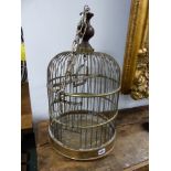 VINTAGE BRASS BIRD CAGE.