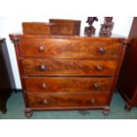 AN EARLY VICTORIAN MAHOGANY CHEST OF FOUR GRADUATED DRAWERS 110cm WIDE x 103cm HIGH.