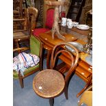 TWO RETRO NESTS OF TEAK TABLES A BOOK STAND, A RUSTIC TABLE, AND TWO CHILD'S CHAIRS.