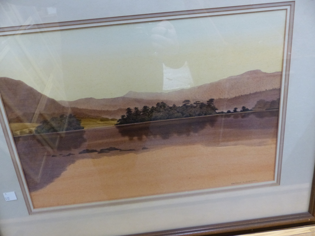 E, GREIG HALL ( 20TH CENTURY ARR. ) A HIGHLAND VIEW SIGNED WATERCOLOUR 38 X 56 CM TOGETHER WITH - Image 4 of 5