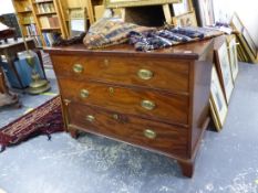 A 19th C. MAHOGANY THREE DRAWER CHEST OF DRAWERS.