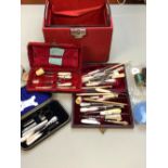 VARIOUS PART MANICURE SETS INCLUDING CASED EXAMPLES, TOGETHER WITH VINTAGE DRESSING TABLE BOTTLES