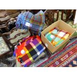 THREE WITNEY WOOL BLANKETS IN VARIOUS COLOURS.