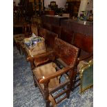 A SET OF EIGHT 17th C. STYLE DINING CHAIRS INC. TWO ARM CHAIRS.