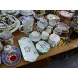 A QUANTITY OF PORTMEIRION WARES, VICTORIAN CHINA DESSERT SET, ART DECO CROSS STITCH SANDWICH SET,