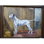 A PORTRAIT OF A DOG SIGNED INDISTINCTLY, OIL ON BOARD, TOGETHER WITH A WATERCOLOUR OF AN AFRICAN