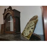 AN VICTORIAN OAK CASED GRANDFATHER CLOCK WITH 8 DAY MOVEMENT, CASE FOR RESTORATION.