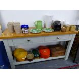 LE CREUSET IRON PAN, KITCHENALIA, VASES ETC.