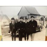 AN ORIGINAL LARGE SCALE 1963 PERIOD PHOTOGRAPHIC PRINT ON CARD, THE BEATLES, BELIEVED TO BE IN WITNE