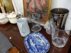 VARIOUS CHINA AND GLASS VASES ETC.