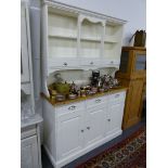 A MODERN PAINTED PINE KITCHEN DRESSER.