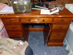 A MODERN VICTORIAN STYLE PEDESTAL DESK.