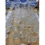 A QUANTITY OF VARIOUS CUT GLASS DRINKING WARES.