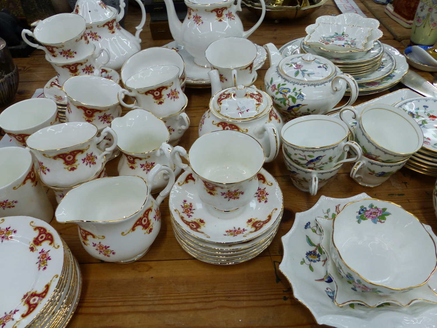 A BONE CHINA PART TEA SERVICE, AND AYNSLEY PEMBROKE PATTERN PART TEA SERVICE, PLATED CUTLERY ETC.