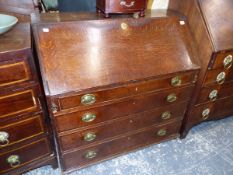 19th. C. OAK FALL FRONT BUREAU.