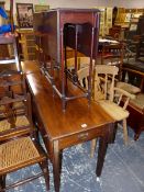 TWO ANTIQUE MAHOGANY DROP LEAF TABLES.