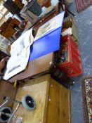 A LARGE VICTORIAN MAHOGANY WIND OUT EXTENDING DINING TABLE.