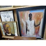 GINA DRIVER (CONTEMPORARY) ARR. PORTRAIT OF AN AFRICAN GENTLEMAN SIGNED OIL ON CANVAS, TOGETHER WITH