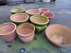 NINE VARIOUS TERRACOTTA PLANT POTS