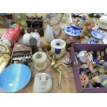 A QUANTITY OF VARIOUS ORNAMENTS, CHINA WARES ETC.