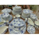 AN JOHNSON BROTHERS BLUE AND WHITE PART DINNER SERVICE.