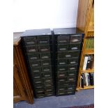 A PAIR OF INDUSTRIAL SMALL INDEX FILE CABINETS.