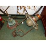 TWO VINTAGE GAS STREET LIGHT FITTINGS LARGEST 76 CM HIGH