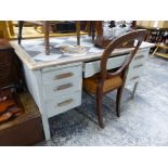 A PAINTED OAK EARLY 20th C. WRITING DESK.