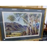 AFTER HANZ, HEYSEN, TWO COLOUR PRINTS OF AUSTRALIAN LANDSCAPES.