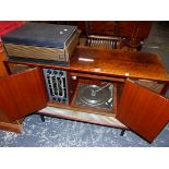 A VINTAGE RADIOGRAM WITH GARRARD RECORD DECK AND A GRUNDIG TAPE PLAYER.