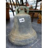 A LARGE ANTIQUE BRONZE BELL.