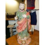 A COLONIAL CARVED AND POLYCHROME DECORATED RELIGIOUS FIGURE OF JOSEPH. 76 CM HIGH