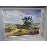 F.J.HULBERT, LYME BAY, OIL ON BOARD SIGNED. 28 X 38cms.