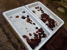 TWO GLAZED STONEWARE SINKS