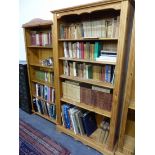 TWO PINE BOOK CASES.