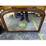 A VICTORIAN INLAID OVER MANTLE MIRROR, AND AN EDWARDIAN ASH THREE DRAWER CHEST.