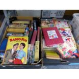 TWO BOXES OF VINTAGE BOOKS TO INCLUDE SCHOOL GIRLS OWN LIBRARY, ENID BLYTON, 1959 ANNUAL RADIO