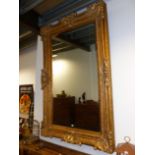 AN IMPRESSIVE FRENCH STYLE LARGE GILT FRAMED WALL MIRROR 205 X 146 CM