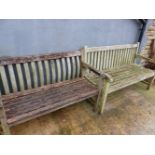 TWO GARDEN BENCHES.