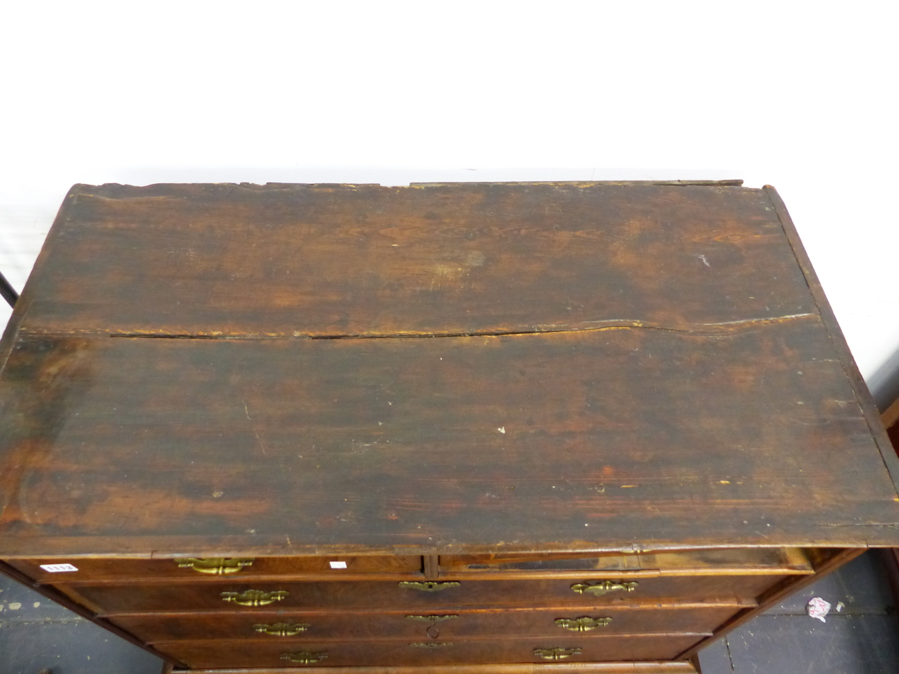 AN 18th C. WALNUT CHEST ON STAND. W 98 X D 51 X H 109cms. - Image 3 of 10