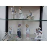 SEVEN VARIOUS LLADRO FIGURINES.