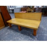 A MODERN HALL BENCH. W 167 X D 75 X H 75 X SEAT HIGHT 41cms.