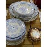 A QUANTITY OF BLUE AND WHITE WARES, ASIATIC PHEASANTS PATTERN TOGETHER WITH A SMALL SELECTION OF