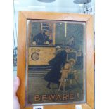 A VINTAGE PRINT APPLIED TO GLASS, BEWARE.
